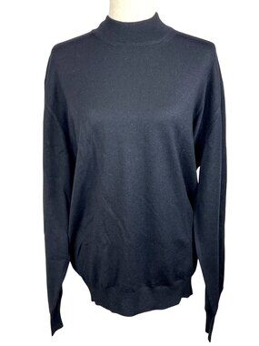 GRAN SASSO Men's Lupo Turtleneck Sweater 100% Virgin Wool Black Sz L NWT